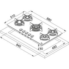 Franke FHCR 905 4G TC HE BK C Ankastre Ocak Siyah
