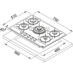 Franke Maris FHMA 755 4G DC ML E Ankastre Ocak Inox - Siyah
