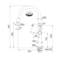 Franke Pescara Swivel Spout Up & Down Krom Armatür