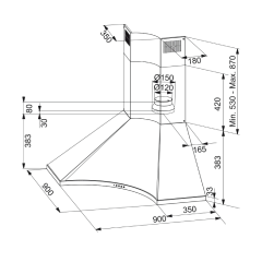 Franke Neptün Köşe FDPA 904 XS/900 Inox Duvar Tipi Davlumbaz