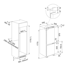 Franke FCB 320 TNF NE F - Buzdolabı - Çift Kapılı - 250 Litre İç Hacimli No-Frost Beyaz Ankastre Buzdolabı