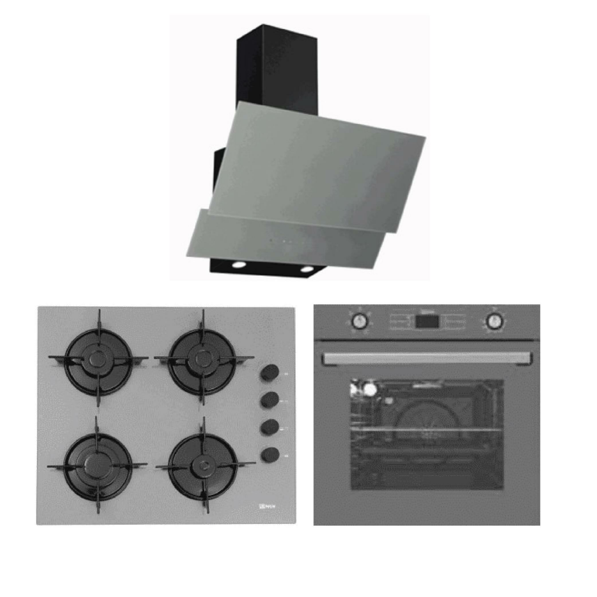 Ukinox Ankastre Gri Cam Set ( Carlo MX 60 Gri Cam Ocak - Dolce MX 60 Gri Davlumbaz - Matteo Tmx Gri Fırın)