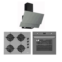 Ukinox Ankastre Gri Cam Set ( Carlo MX 60 Gri Cam Ocak - Dolce MX 60 Gri Davlumbaz - Matteo Tmx Gri Fırın)